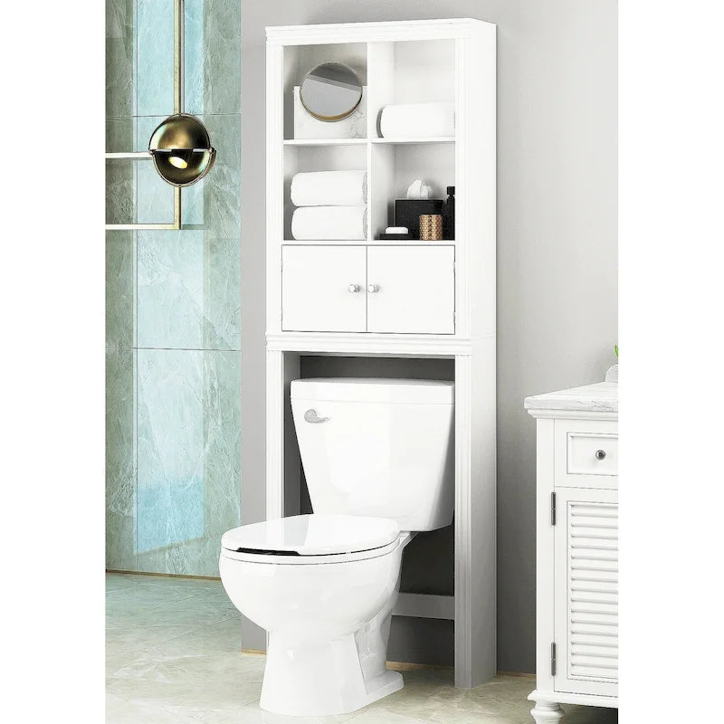 Étagère de salle de bain au-dessus des toilettes avec 4 casiers, meuble de rangement gain de place