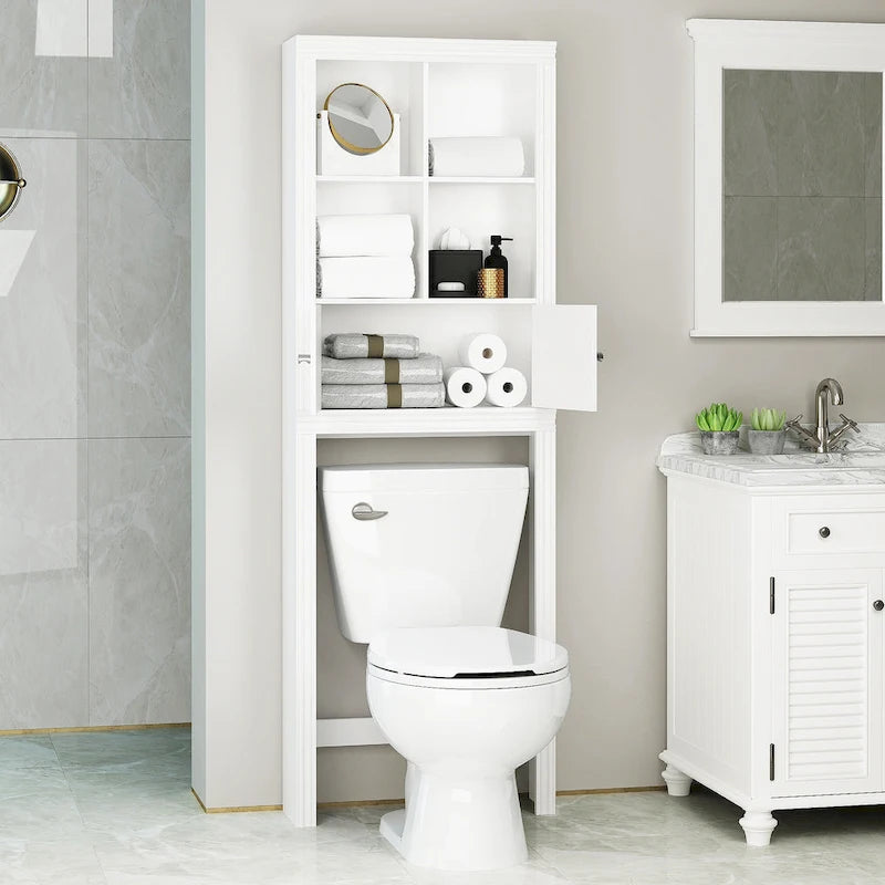 Étagère de salle de bain au-dessus des toilettes avec 4 casiers, meuble de rangement gain de place