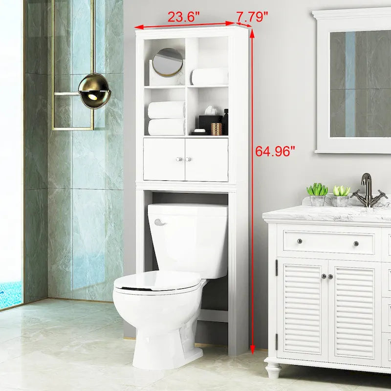 Étagère de salle de bain au-dessus des toilettes avec 4 casiers, meuble de rangement gain de place