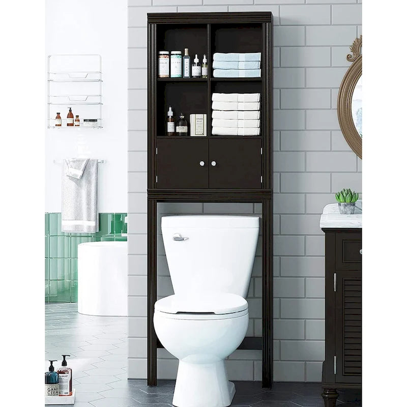 Étagère de salle de bain au-dessus des toilettes avec 4 casiers, meuble de rangement gain de place