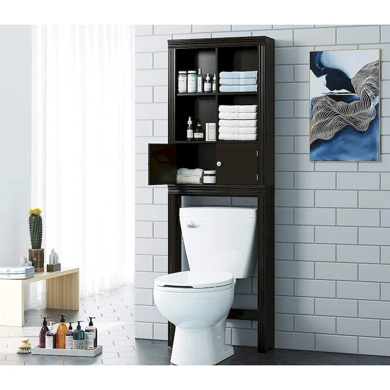 Étagère de salle de bain au-dessus des toilettes avec 4 casiers, meuble de rangement gain de place