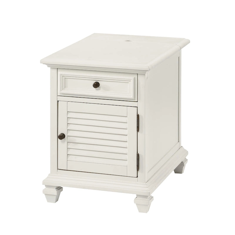 Table d'appoint blanche style ferme moderne avec port USB