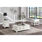Table d'appoint blanche style ferme moderne avec port USB