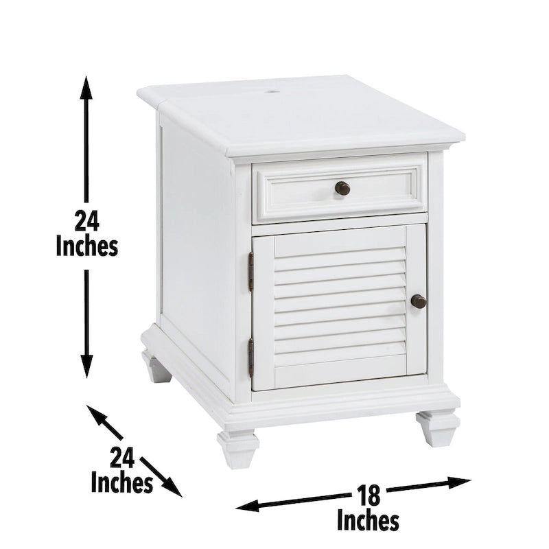 Table d'appoint blanche style ferme moderne avec port USB