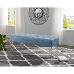 Roundhill Furniture Valley Button tufted Velvet Upholstered Bench with Acrylic Leg