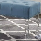 Banc capitonné en velours avec pieds en acrylique