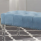 Banc capitonné en velours avec pieds en acrylique