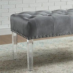 Banc capitonné en velours avec pieds en acrylique
