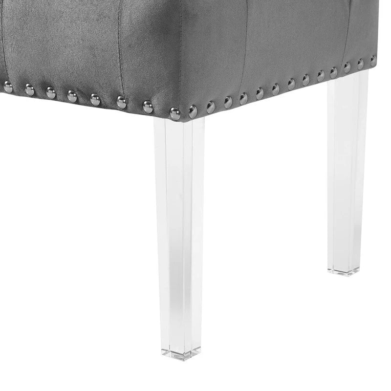 Banc capitonné en velours avec pieds en acrylique