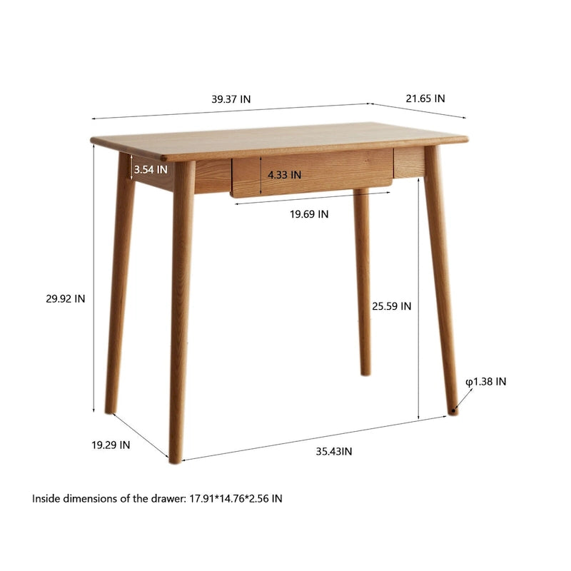 Bureau d'ordinateur en bois massif naturel à 100 %
