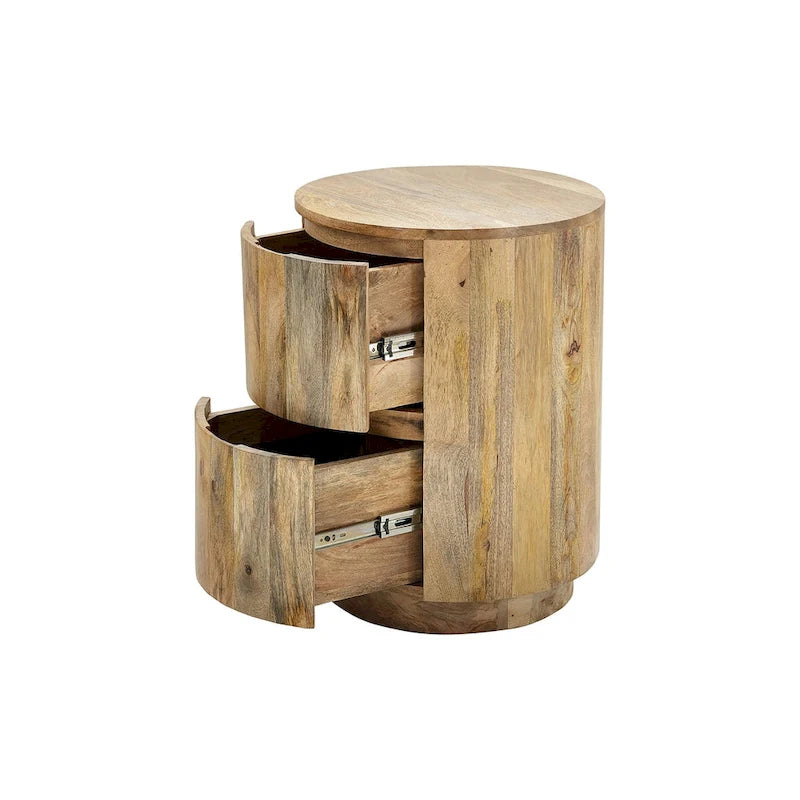 Table de chevet ronde 2 tiroirs de 45,7 cm avec rangement pour chambre à coucher, table de chevet moderne