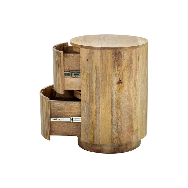 Table de chevet ronde 2 tiroirs de 45,7 cm avec rangement pour chambre à coucher, table de chevet moderne