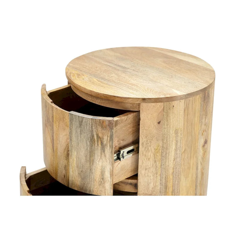 Table de chevet ronde 2 tiroirs de 45,7 cm avec rangement pour chambre à coucher, table de chevet moderne