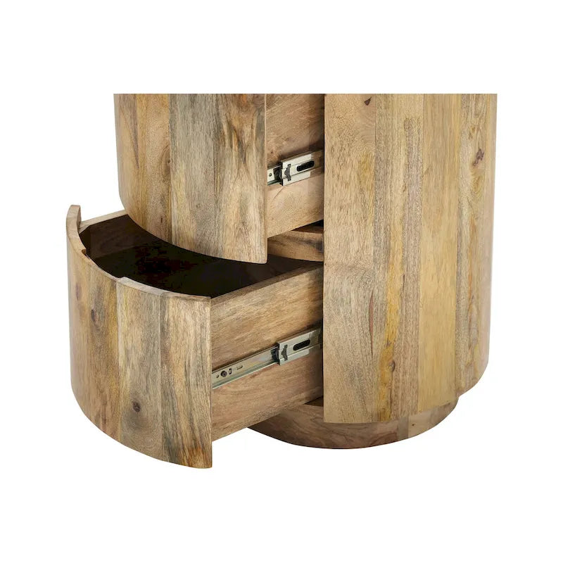 Table de chevet ronde 2 tiroirs de 45,7 cm avec rangement pour chambre à coucher, table de chevet moderne