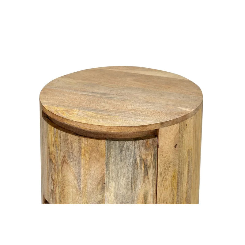 Table de chevet ronde 2 tiroirs de 45,7 cm avec rangement pour chambre à coucher, table de chevet moderne