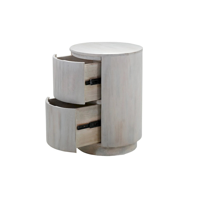 Table de chevet ronde 2 tiroirs de 45,7 cm avec rangement pour chambre à coucher, table de chevet moderne