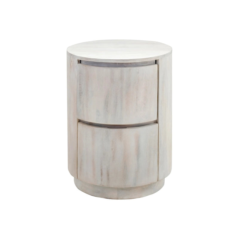 Table de chevet ronde 2 tiroirs de 45,7 cm avec rangement pour chambre à coucher, table de chevet moderne