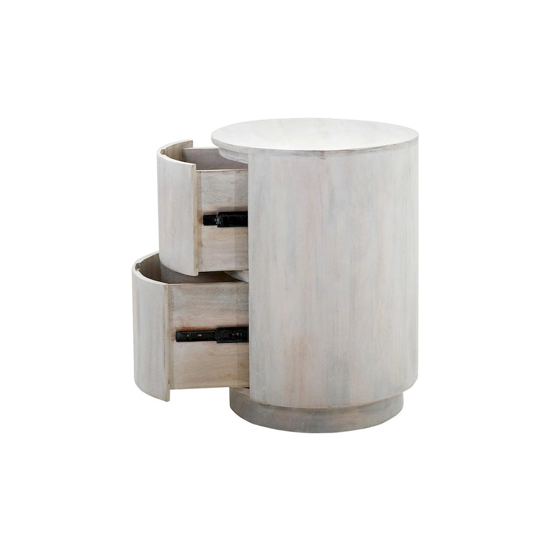 Table de chevet ronde 2 tiroirs de 45,7 cm avec rangement pour chambre à coucher, table de chevet moderne