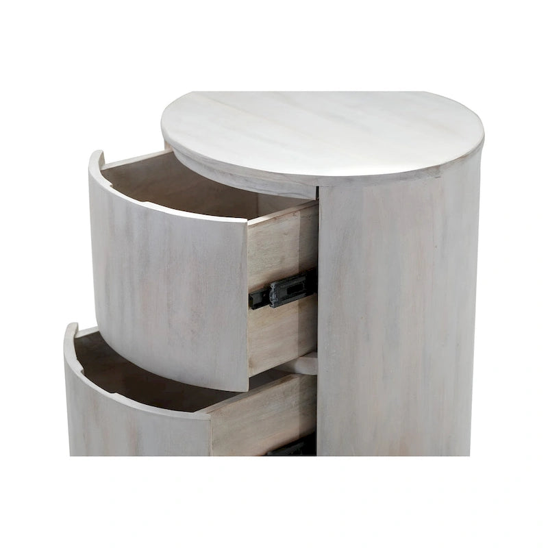 Table de chevet ronde 2 tiroirs de 45,7 cm avec rangement pour chambre à coucher, table de chevet moderne