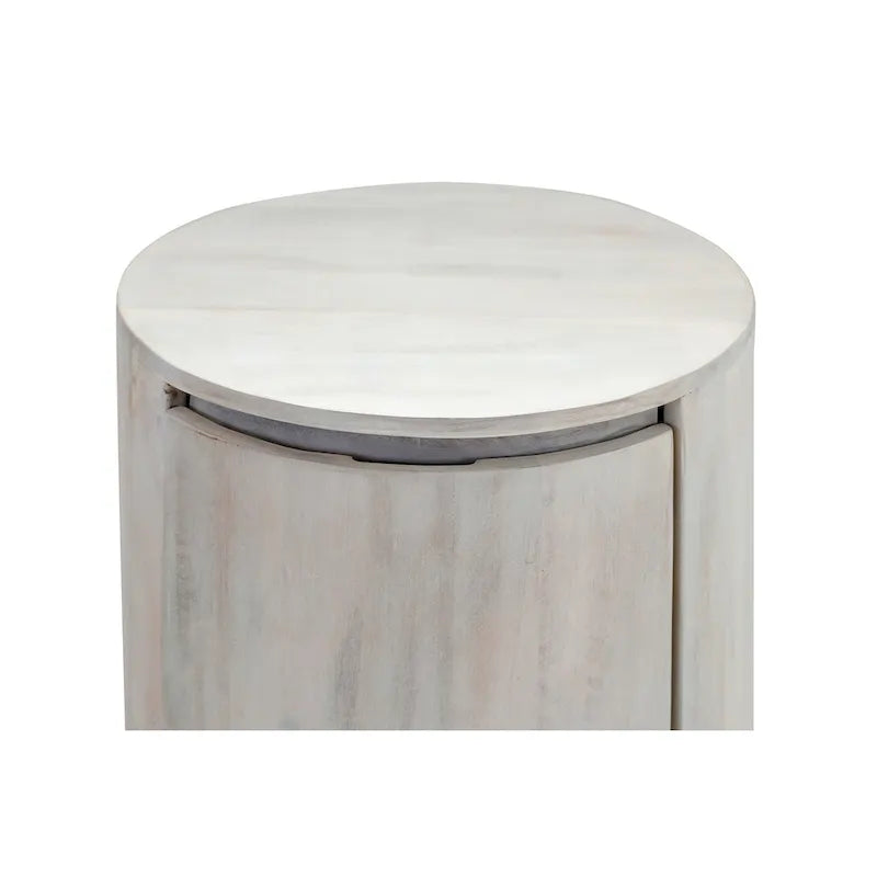 Table de chevet ronde 2 tiroirs de 45,7 cm avec rangement pour chambre à coucher, table de chevet moderne