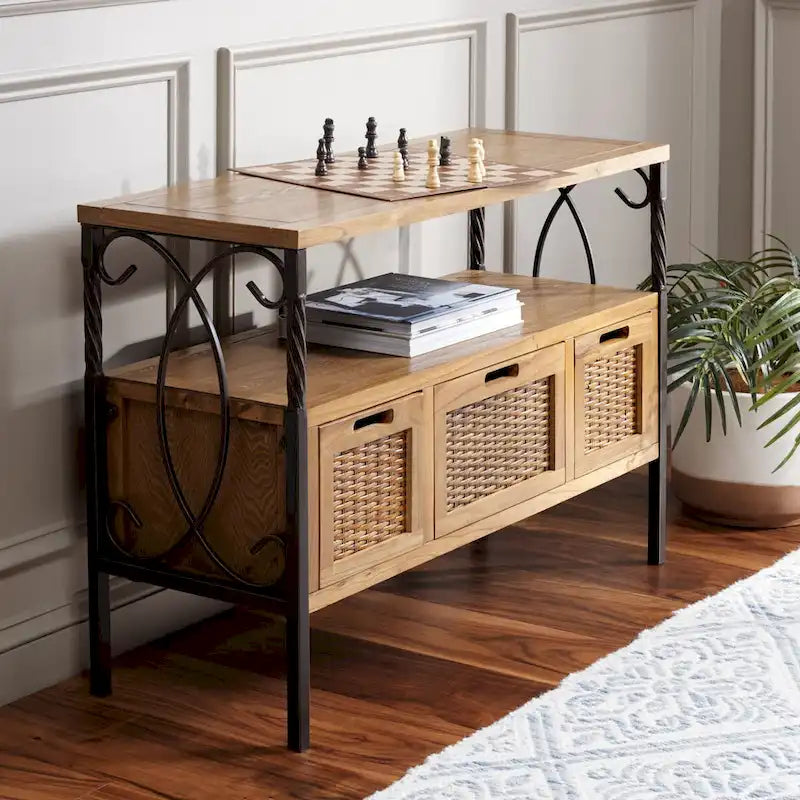 Console en étain antique et noyer foncé, 91,4 cm L x 35,6 cm P x 63,5 cm H
