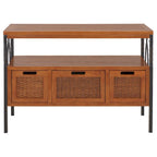 Console en étain antique et noyer foncé, 91,4 cm L x 35,6 cm P x 63,5 cm H