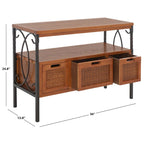 Console en étain antique et noyer foncé, 91,4 cm L x 35,6 cm P x 63,5 cm H