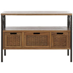 Console en étain antique et noyer foncé, 91,4 cm L x 35,6 cm P x 63,5 cm H