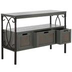 Console en étain antique et noyer foncé, 91,4 cm L x 35,6 cm P x 63,5 cm H