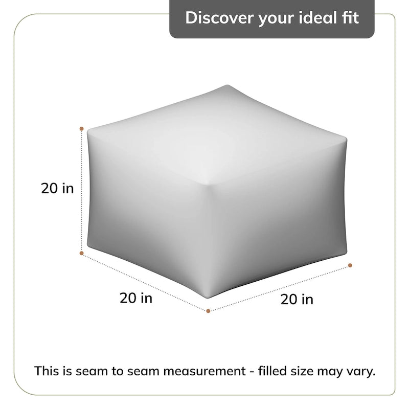 Pouf ottoman carré noir et blanc fait main de 50 cm