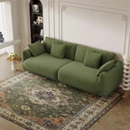 Canapé triple moderne en velours Teddy de 86,6 po avec 4 oreillers et pieds en métal