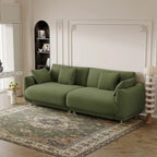 Canapé triple moderne en velours Teddy de 86,6 po avec 4 oreillers et pieds en métal