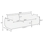 Canapé triple moderne en velours Teddy de 86,6 po avec 4 oreillers et pieds en métal