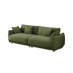 Canapé triple moderne en velours Teddy de 86,6 po avec 4 oreillers et pieds en métal