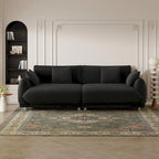 Canapé triple moderne en velours Teddy de 86,6 po avec 4 oreillers et pieds en métal