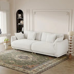 Canapé triple moderne en velours Teddy de 86,6 po avec 4 oreillers et pieds en métal