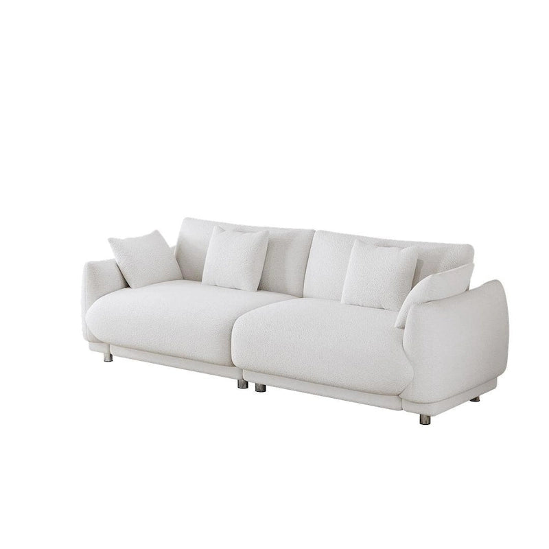 Canapé triple moderne en velours Teddy de 86,6 po avec 4 oreillers et pieds en métal
