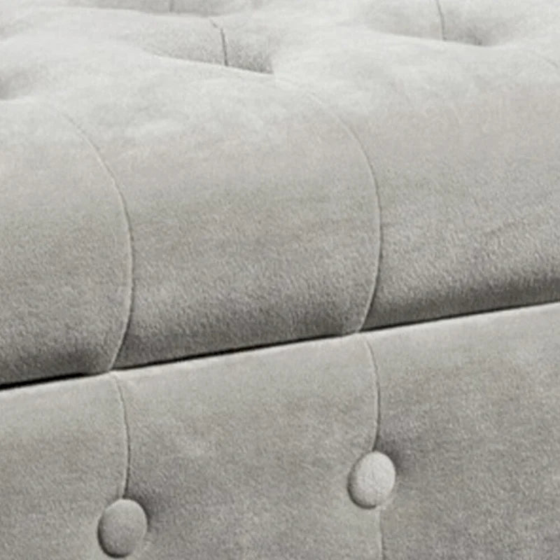 Banc banquette en velours capitonné avec rangement à charnière, gris et marron