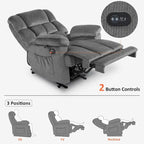 Fauteuil inclinable électrique avec fonction de chauffage et de massage pour le salon