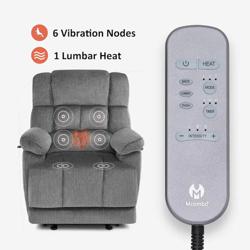 Fauteuil inclinable électrique avec fonction de chauffage et de massage pour le salon