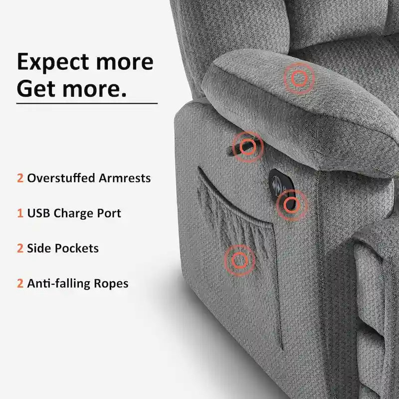 Fauteuil inclinable électrique avec fonction de chauffage et de massage pour le salon