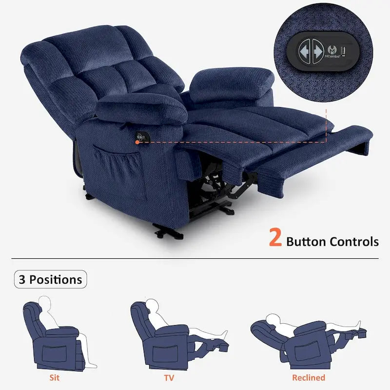 Fauteuil inclinable électrique avec fonction de chauffage et de massage pour le salon