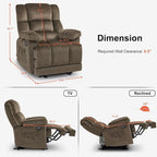 Fauteuil inclinable électrique avec fonction de chauffage et de massage pour le salon