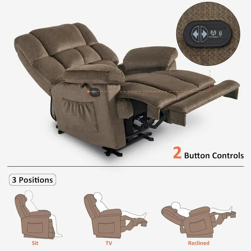 Fauteuil inclinable électrique avec fonction de chauffage et de massage pour le salon