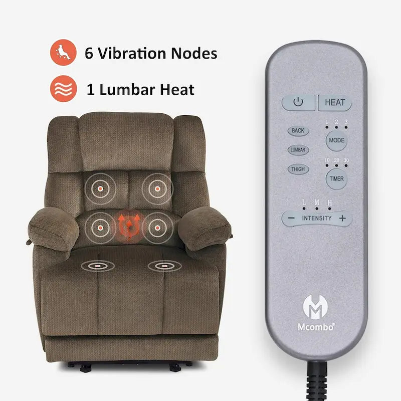 Fauteuil inclinable électrique avec fonction de chauffage et de massage pour le salon