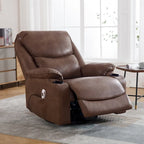Fauteuil inclinable électrique pivotant et berçant en similicuir de 34,2 po de largeur avec port USB