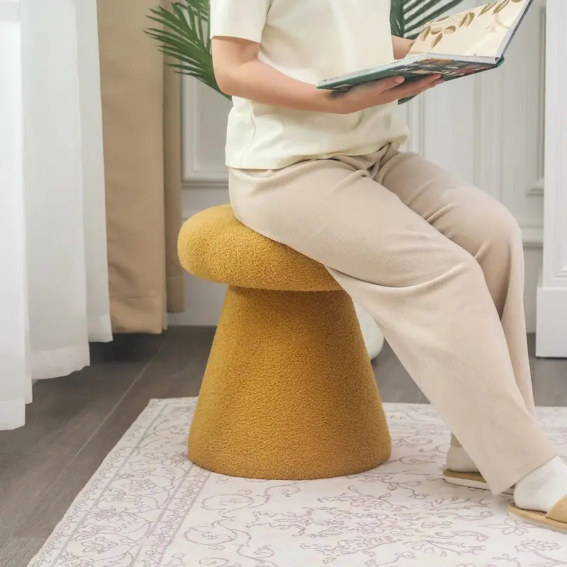 Grand repose-pieds ottoman doux en forme de champignon pour salon et chambre
