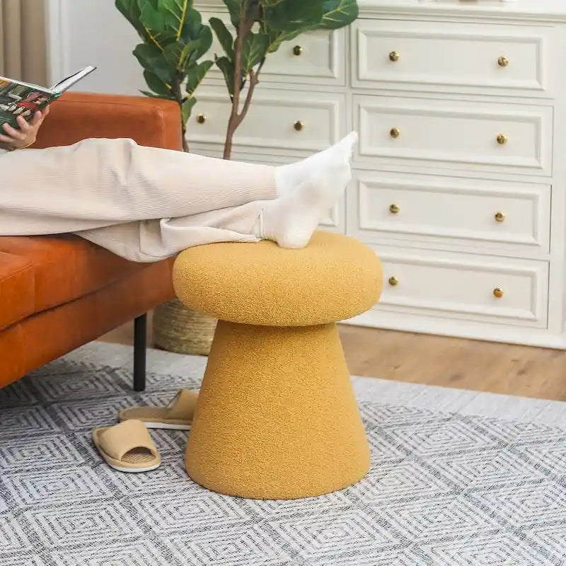 Grand repose-pieds ottoman doux en forme de champignon pour salon et chambre