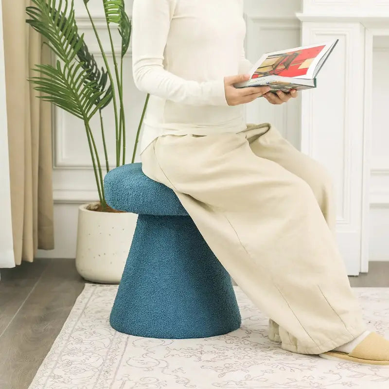 Grand repose-pieds ottoman doux en forme de champignon pour salon et chambre