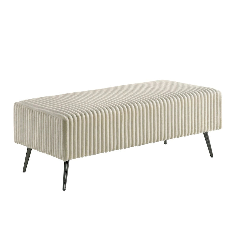 Banc de rangement capitonné en velours côtelé à grosses côtes avec pieds en bois massif pour chambre ou entrée